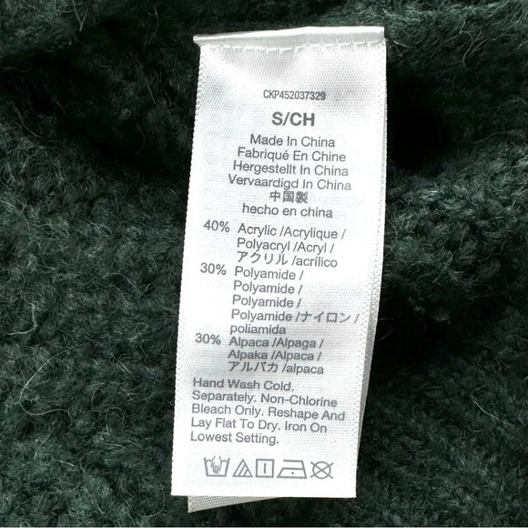 Madewell Charley Pullover Sweater Hunter Green Cable Knit Alpaca Blend Sz Small - Picture 9 of 12